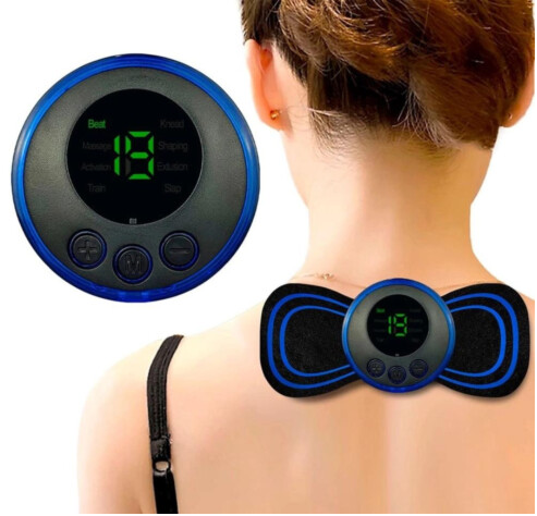 Mini Massageador Portátil Elétrico Cervical EMS Alivia Dores Corpo Pescoço, lombar