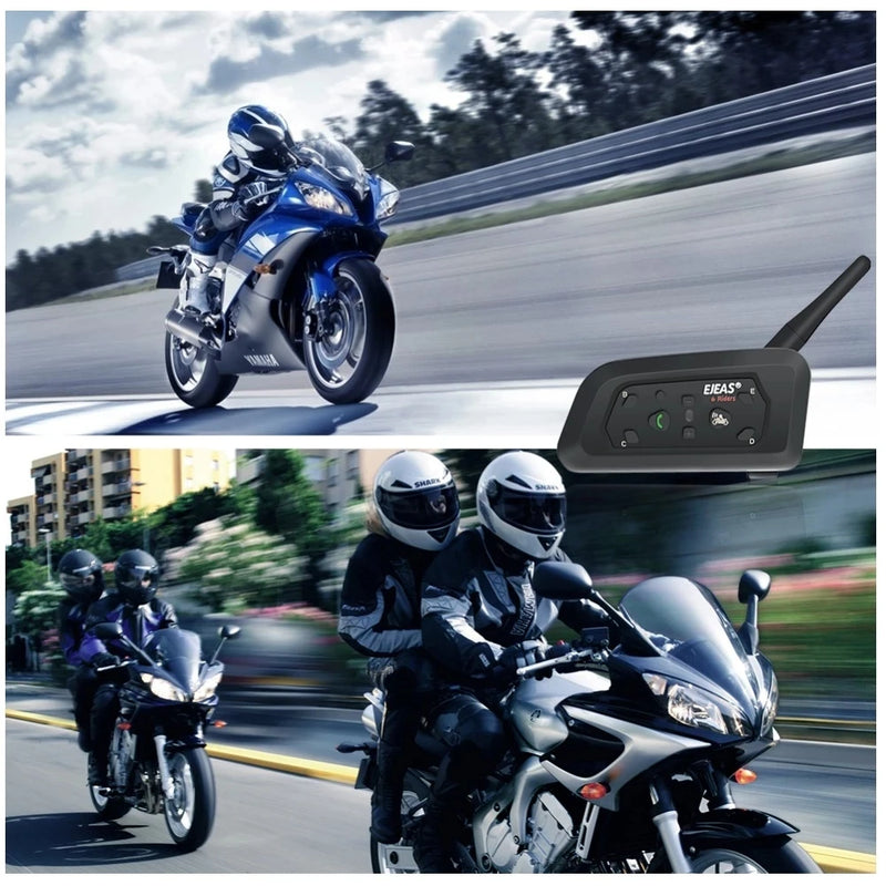 EJEAS 6 Pro Riders Motorcycle Bluetooth Helmet Headset Intercom 850mAh MOTO Communicator 1200m Interphone  for 6 Riders