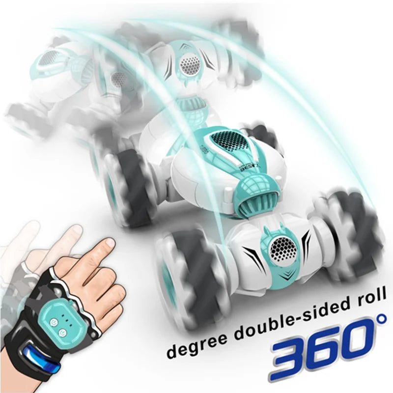 S-012 2.4GHz 4WD Mini RC Stunt Car Remote Control Watch Gesture Sensor Electric Toy RC Drift Car Rotation Gift for Kids Gift