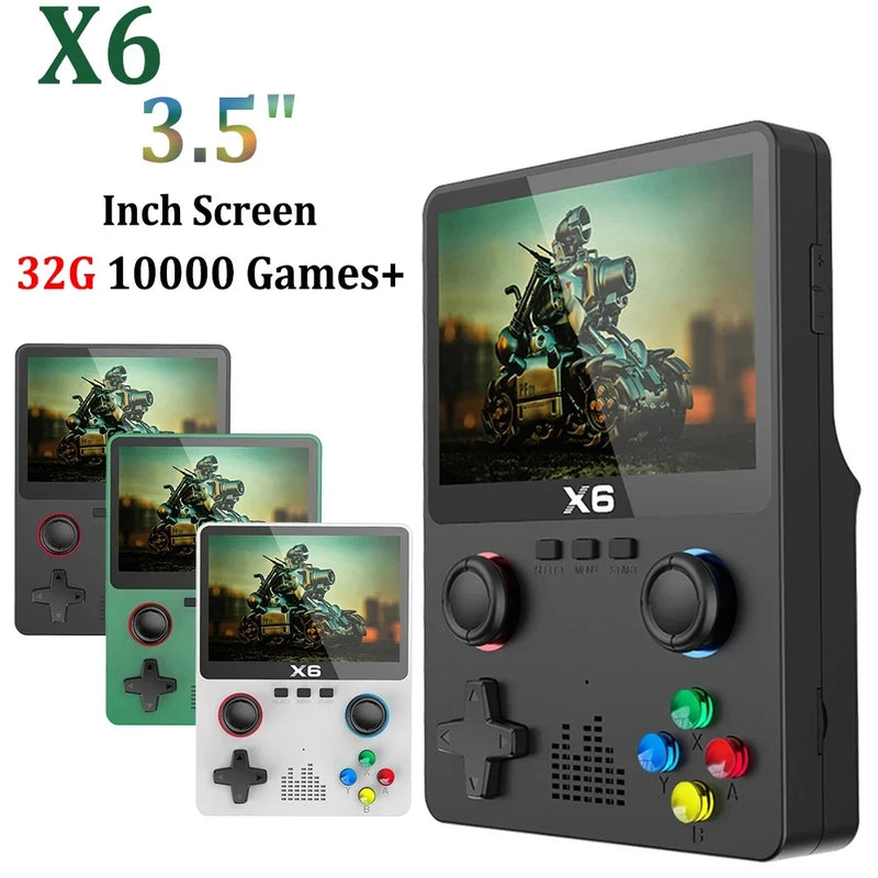 X6 Retro Game Console Portable 3.5" Screen Handheld Video Gaming Devices Player 10000+ Classic Games For Adults Children Gifts