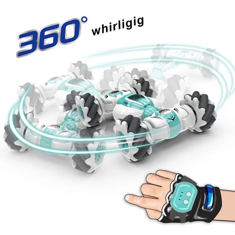 S-012 2.4GHz 4WD Mini RC Stunt Car Remote Control Watch Gesture Sensor Electric Toy RC Drift Car Rotation Gift for Kids Gift